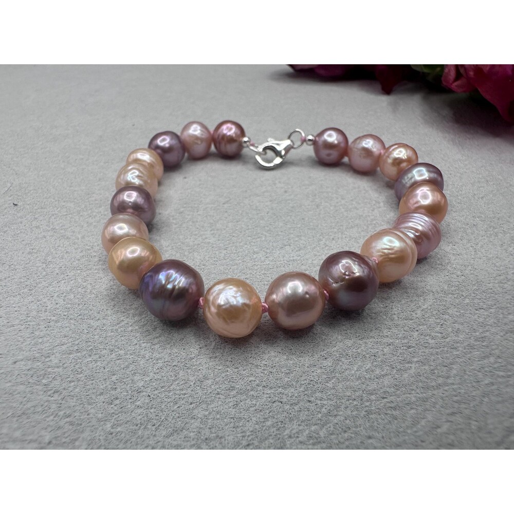 7.5 Inch Multicolor Edison Pearl Bracelet 8-9mm Sterling Silver Clasp